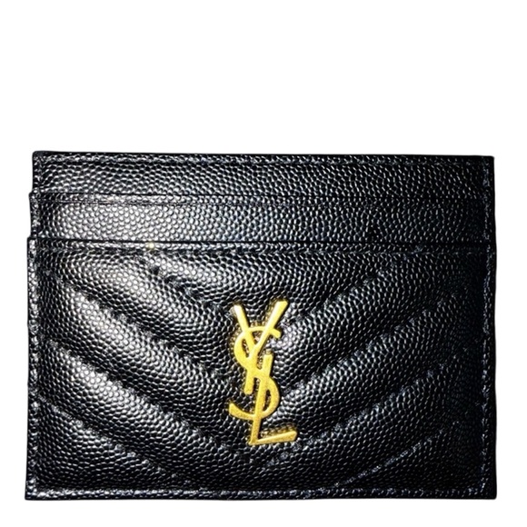 Yves Saint Laurent Handbags - Yves Saint Laurent Black Leather Textured Card Holder